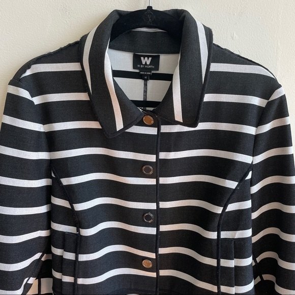 W by Worth Striped Collared Button Down Jacket Size 12 - Picture 3 of 9